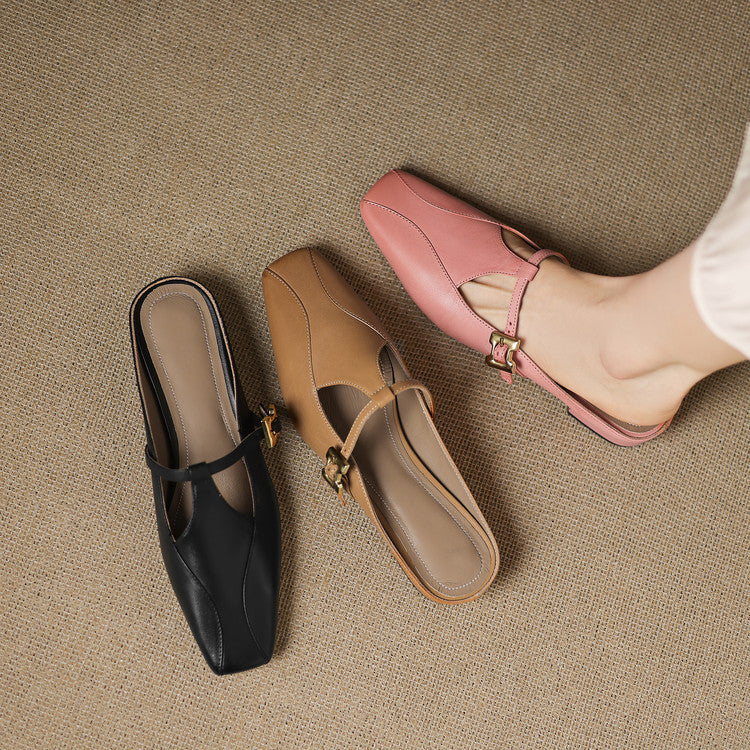 Lydia mules worn with cropped trousers