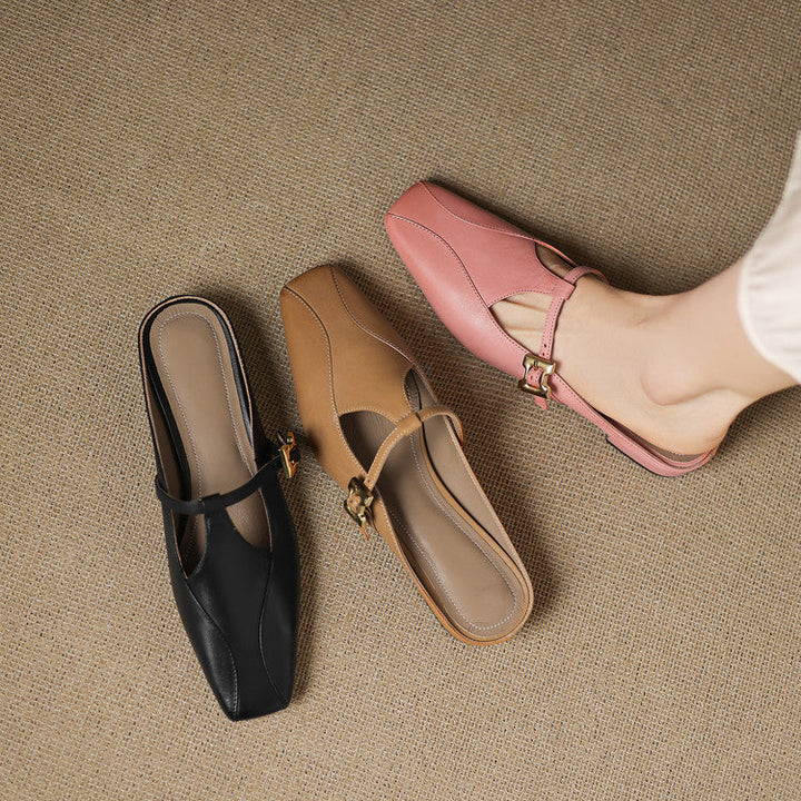 Lydia mules worn with cropped trousers