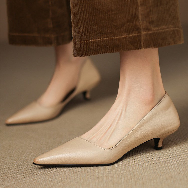 Rosalind | Leather Kitten Heel Pumps