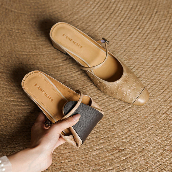 Cecilia | Strap Leather Heeled Mules