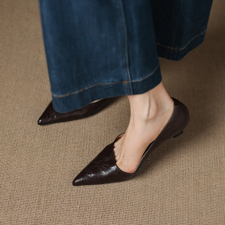 Marion | Pointed Leather Low Pumps