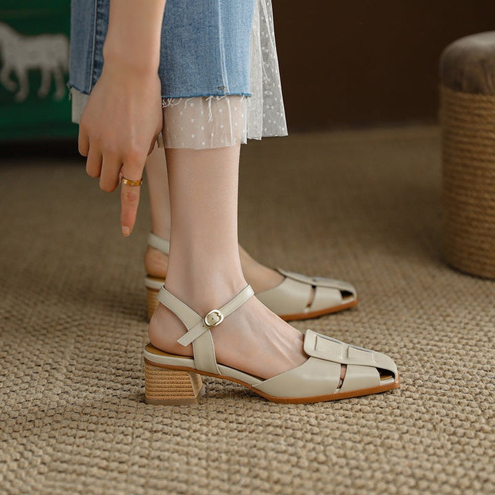 Audrey heels, front view in Ivory Cream