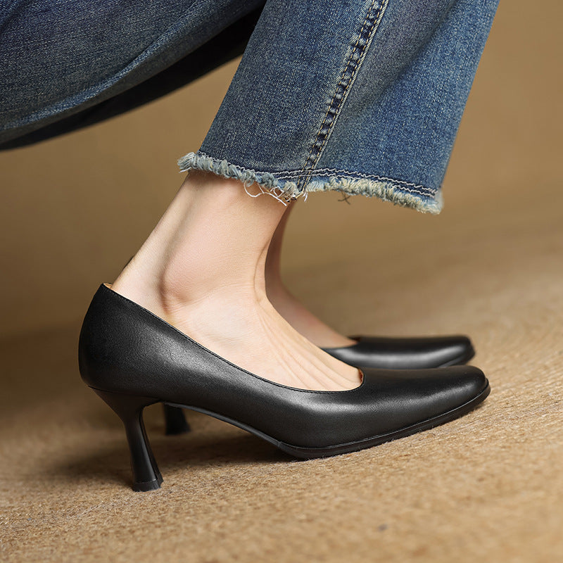 Lorena | Square-Toe Leather Pumps