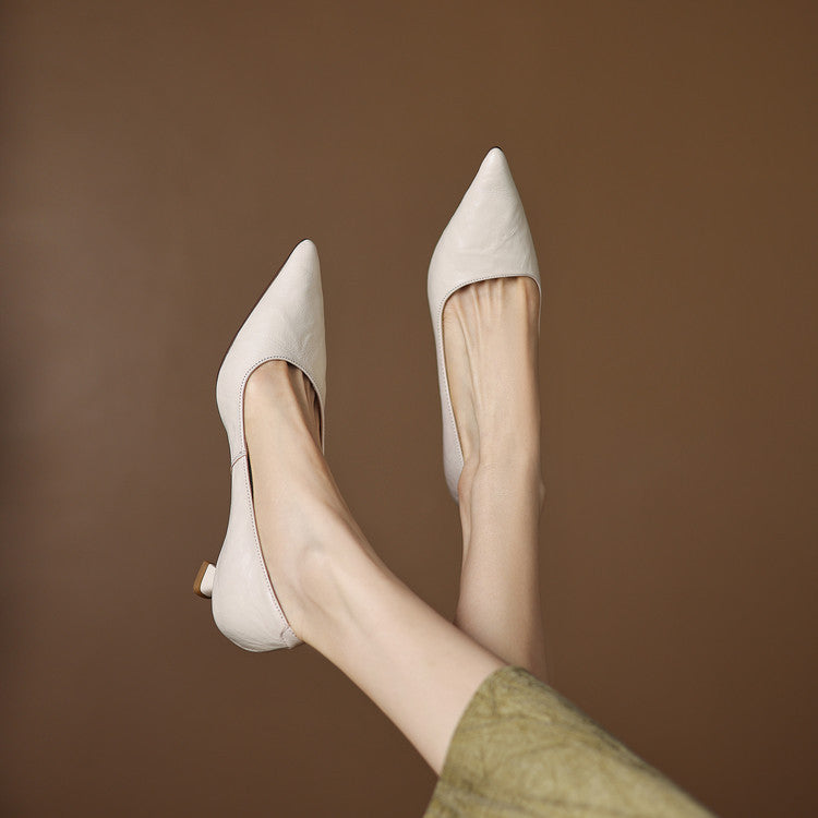Marion | Pointed Leather Low Pumps
