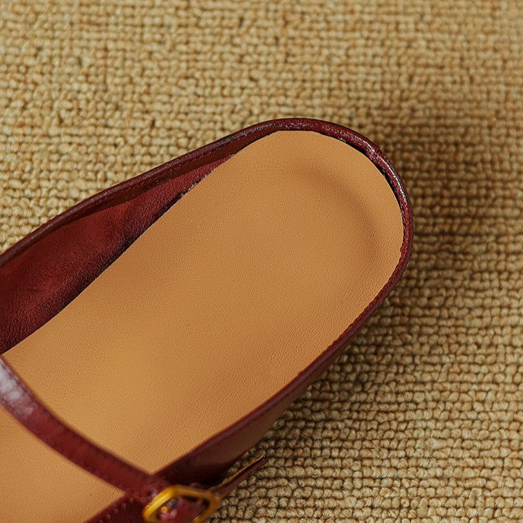 Simone | Strap Leather Flat Mules