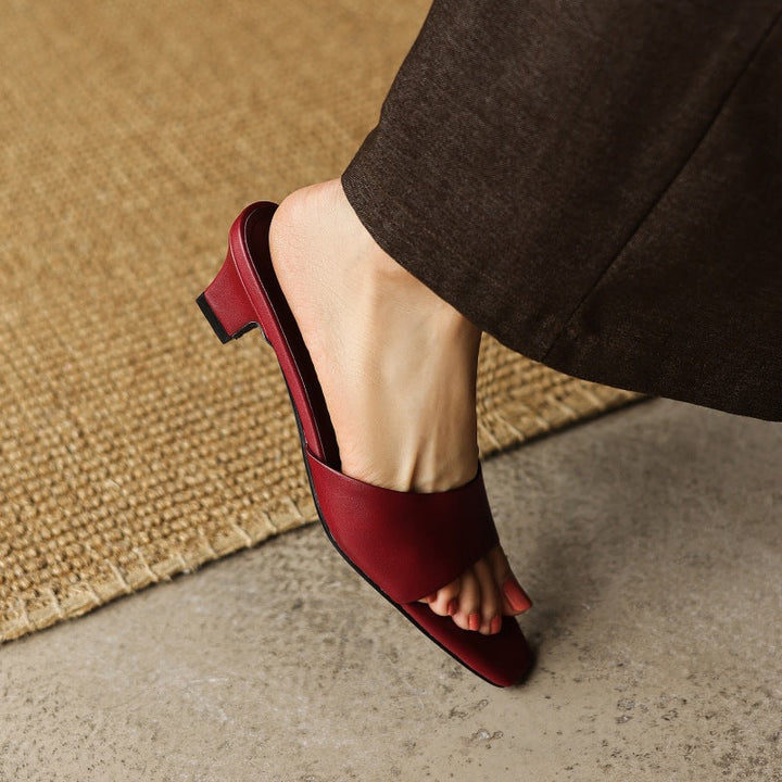 Nadine mules worn with linen trousers