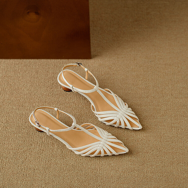 Patricia | Woven T-Strap Heels