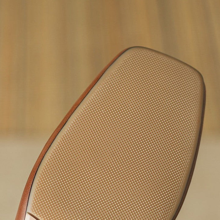 Women's square-toe leather low pumps shown as a pair