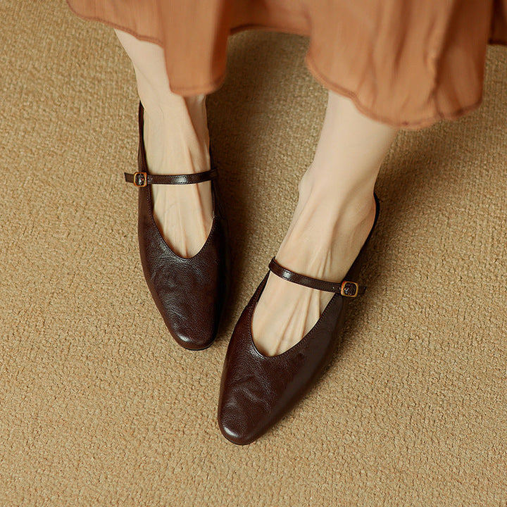 Simone | Strap Leather Flat Mules