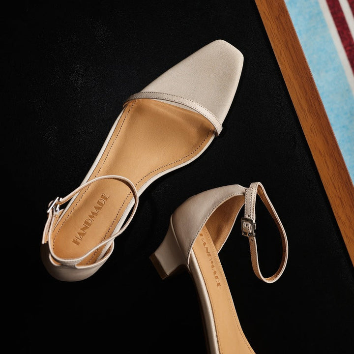 Bordeaux Red Loraine sandal heels styled for evening