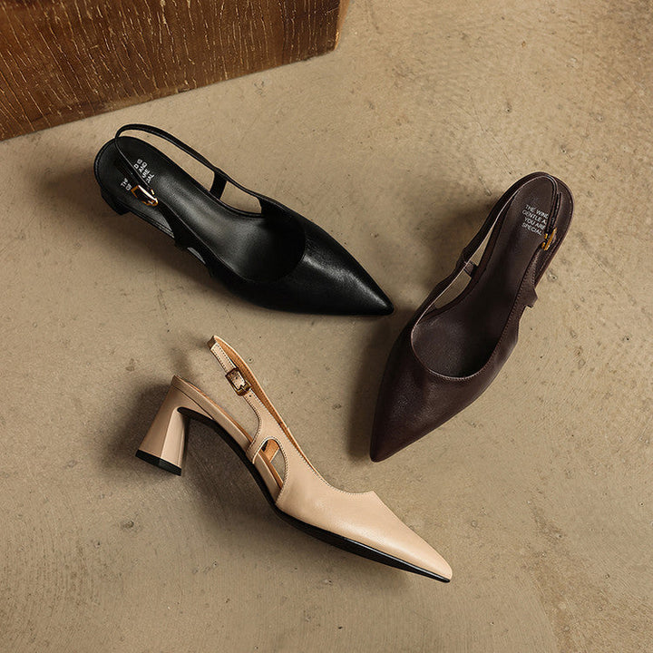 Arlene | Pointed Leather Slingback Heels