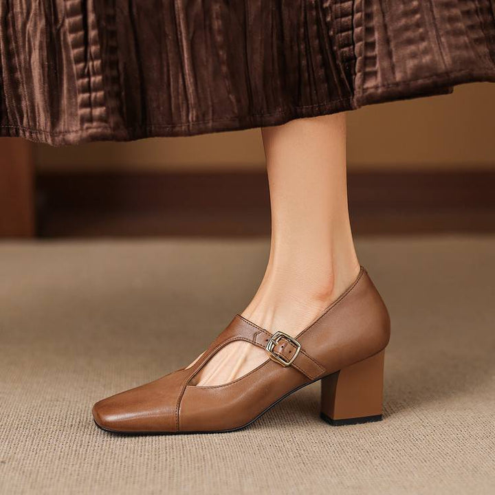 Midnight Black Doris heels photographed from above