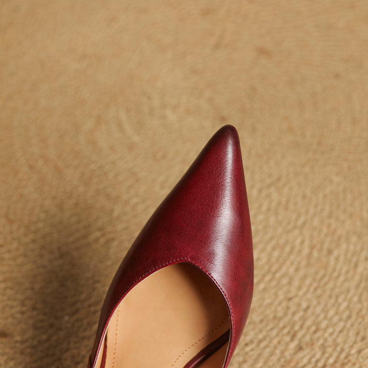 Lucinda | Pointed Leather Slingback Heels