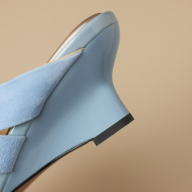 Marguerite | Square-Toe Suede Wedge Mules