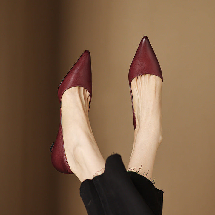 Vivian pointed leather kitten heels, full pair view