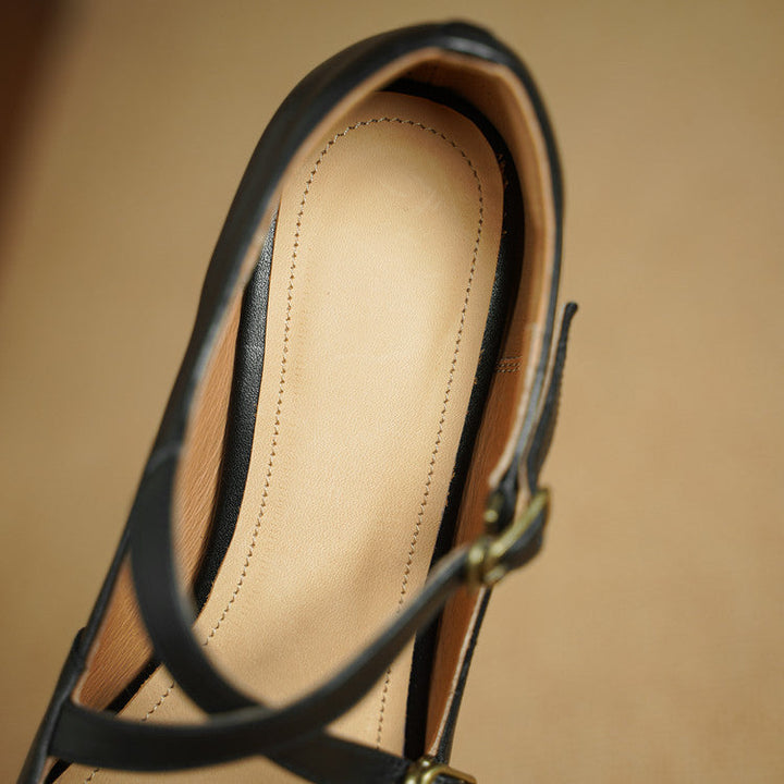 Deborah | Cross-Strap Leather Mary-Jane Heels