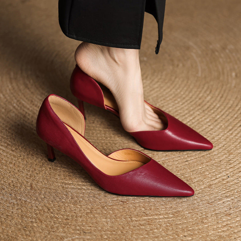 Maxine pointed leather d'Orsay pumps, all three colors