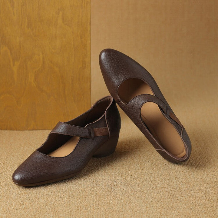 Soft Champagne Suzanne wedges styled for work