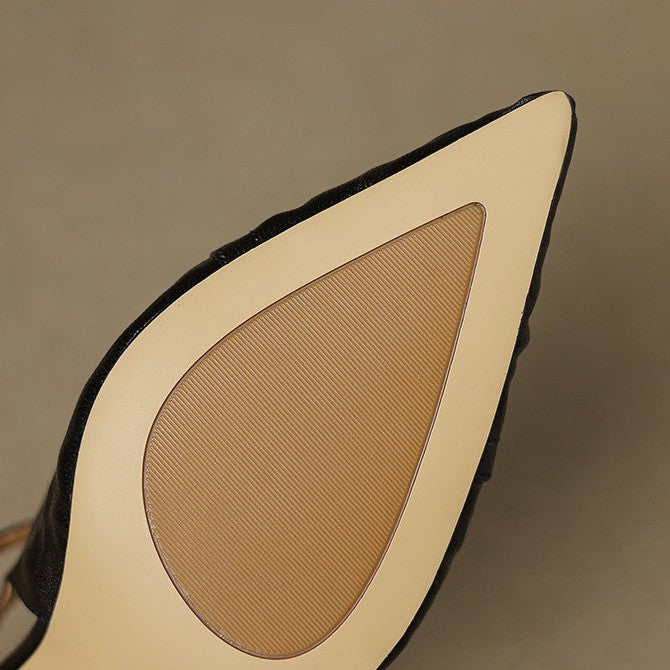 Estelle | Pointed Leather T-Bar Slingback Heels