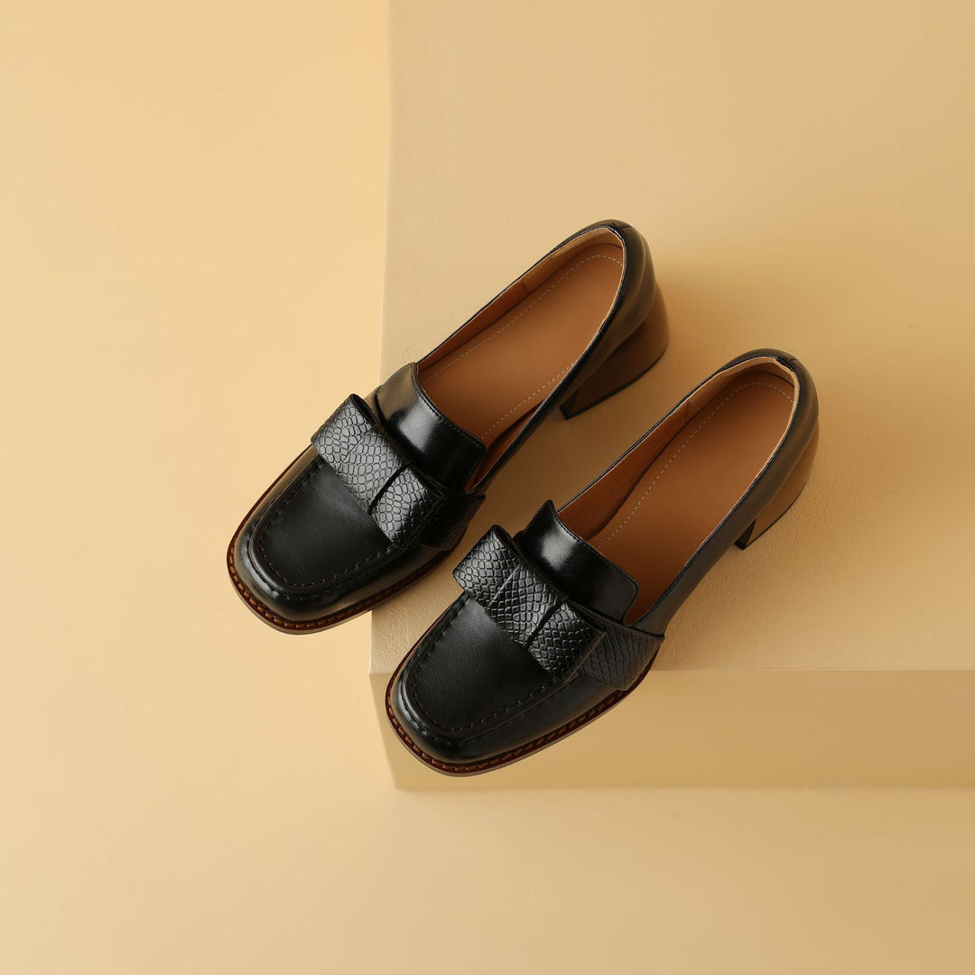 Colette | Bow Leather Loafer Pumps
