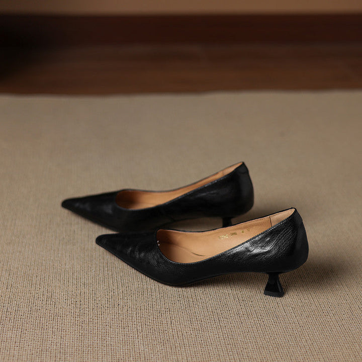 Marion | Pointed Leather Low Pumps