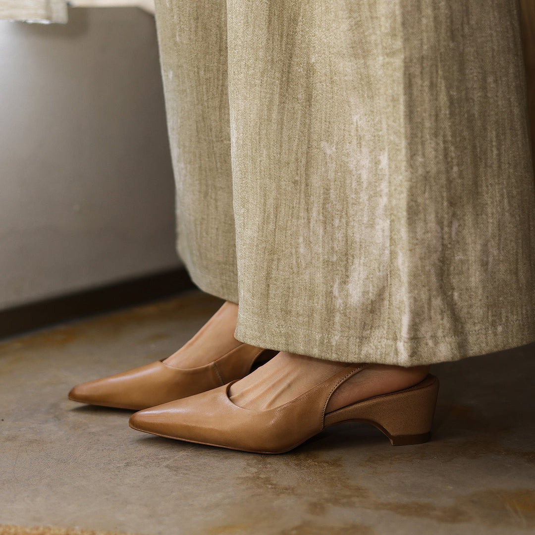 Diana sculpted leather slingback, three-quarter view