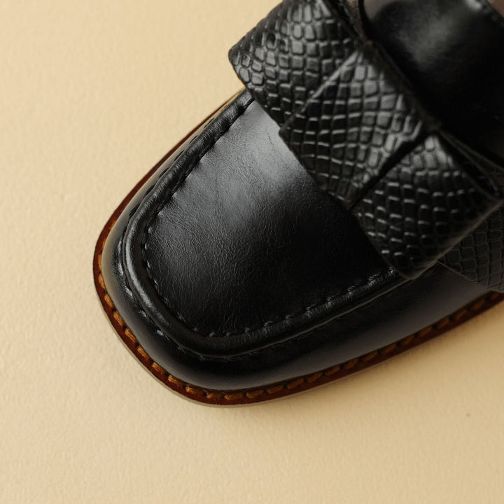 Colette | Bow Leather Loafer Pumps