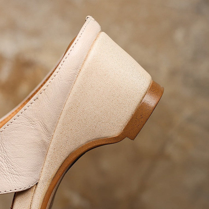 Margaret | Square-Toe Leather Wedge Mules