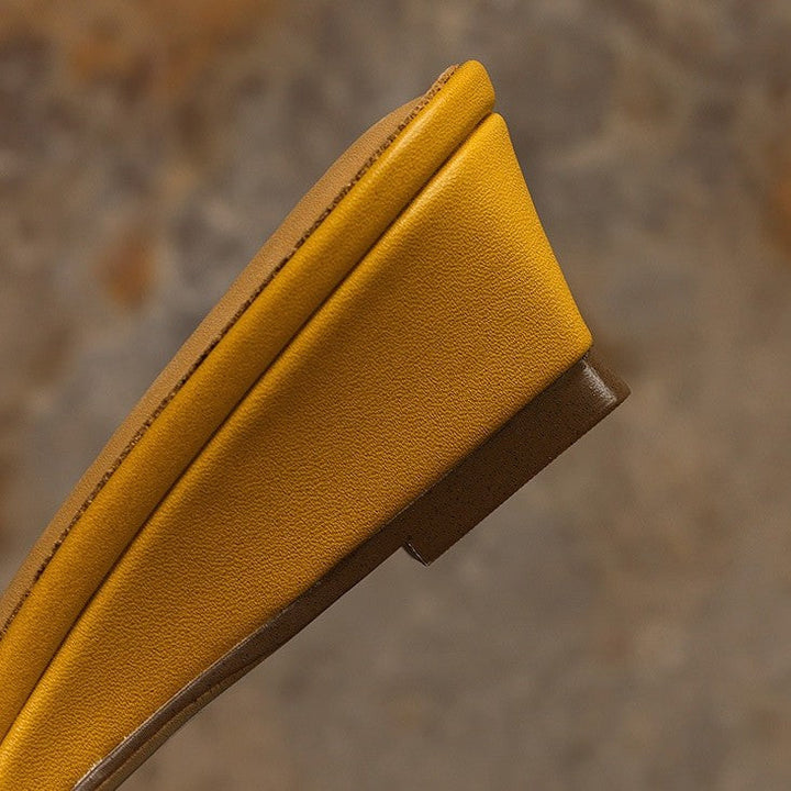 Bernadette | Square-Toe Leather Wedge Mules