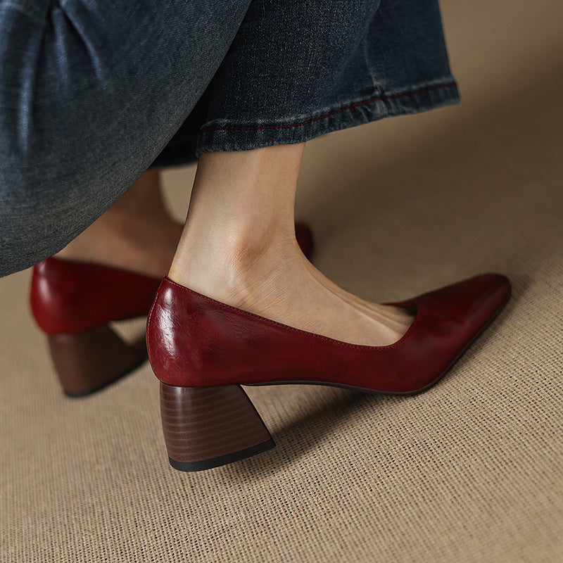 Katharine | Square-Toe Leather Pumps