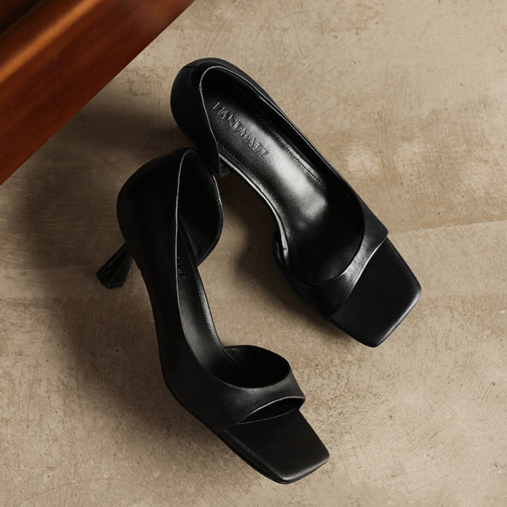 Juliette | Square-Toe Leather Heeled Sandals