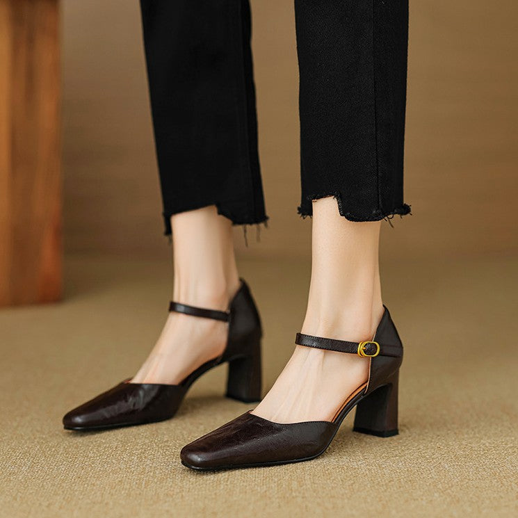 Charlene heels, front view in Espresso Noir