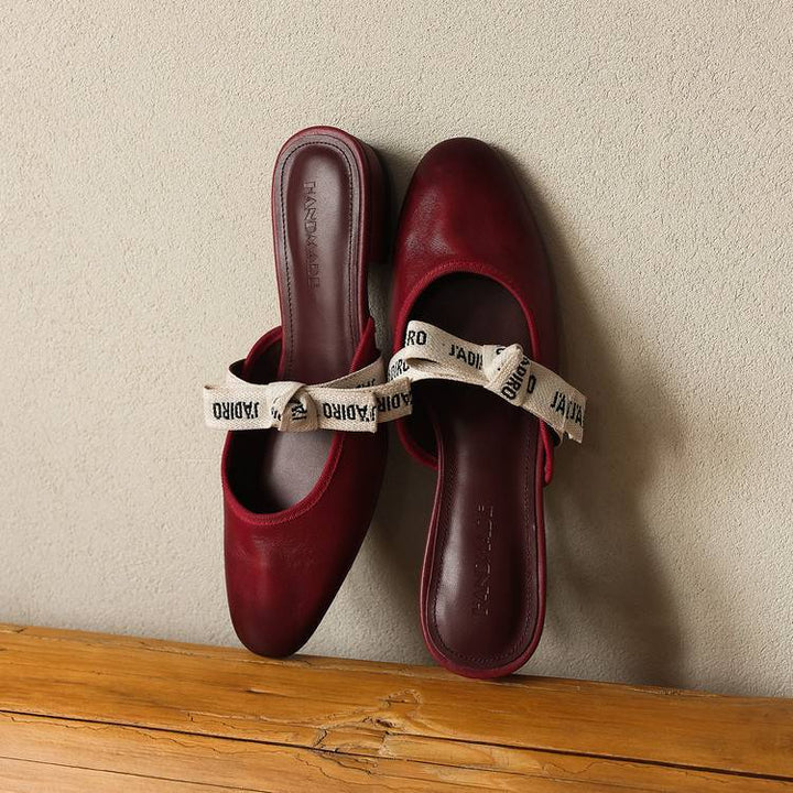 Adele | Bow Leather Heeled Mules