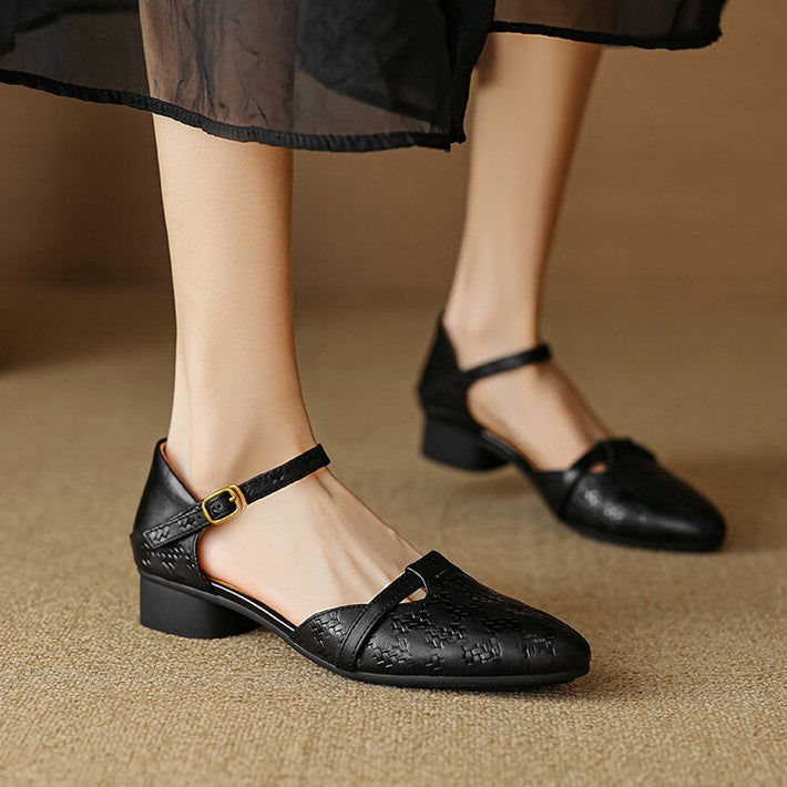 Cynthia | Woven Leather Mary-Janes