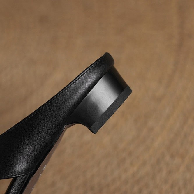 Carmen | Cross-Strap Leather Heeled Mules