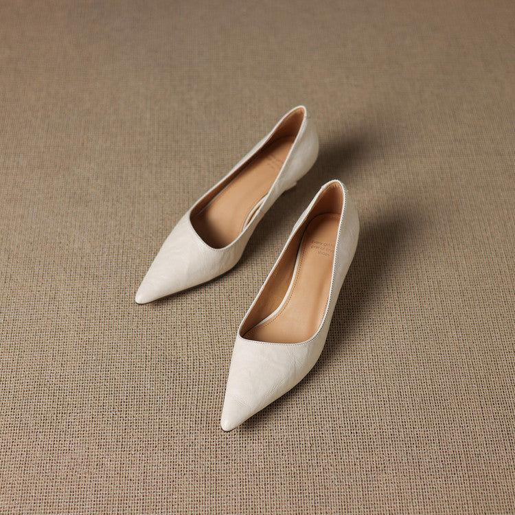 Marion | Pointed Leather Low Pumps