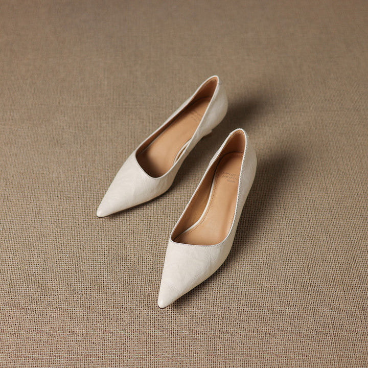 Marion | Pointed Leather Low Pumps