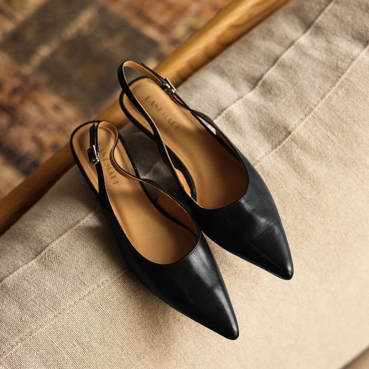 Nora | Pointed Leather Slingback Heels