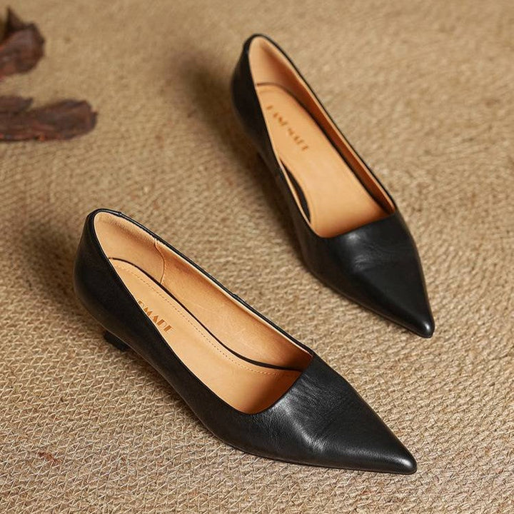 Eleanor | Pointed Leather Kitten Heels