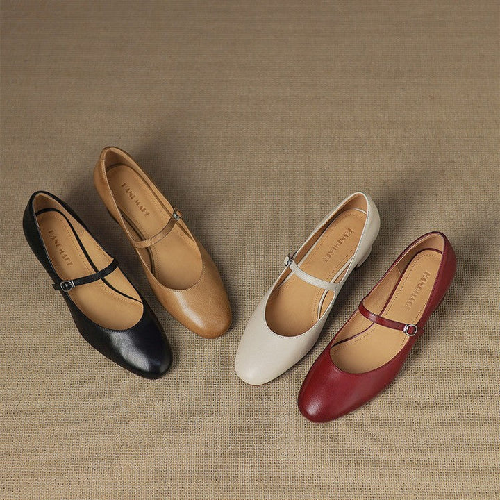 Theodora | Strap Leather Block Heels