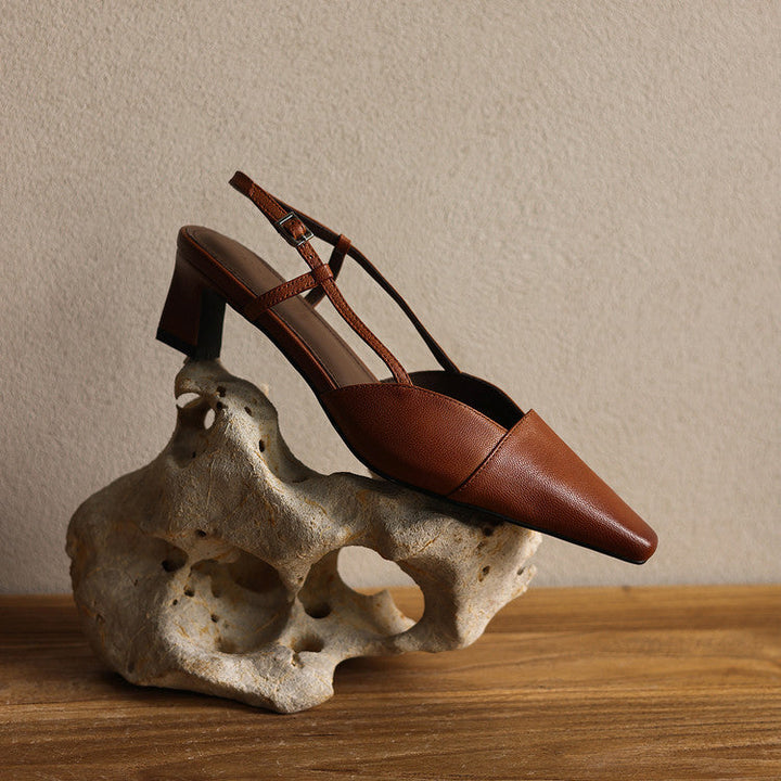 Delphine leather slingback pumps, full pair view