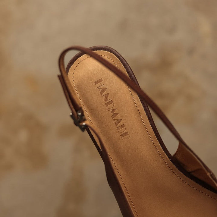 Nora | Pointed Leather Slingback Heels