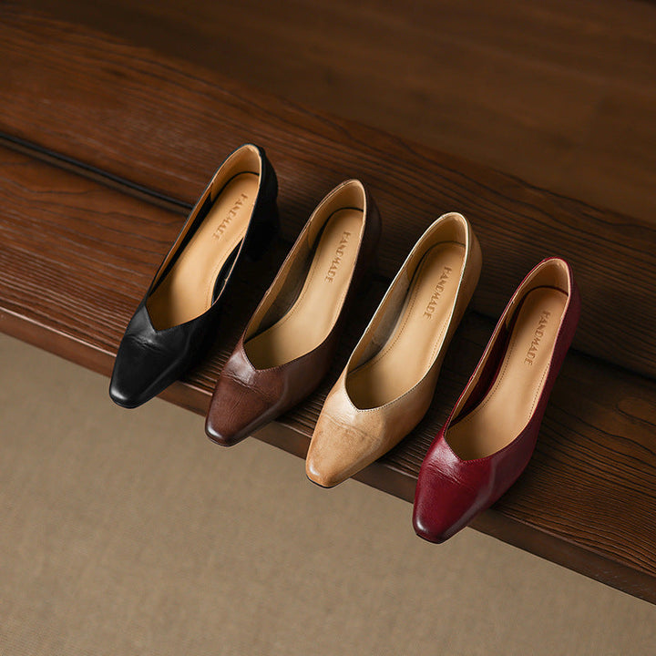 Katharine | Square-Toe Leather Pumps