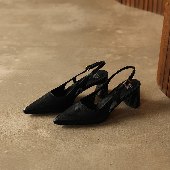 Arlene | Pointed Leather Slingback Heels