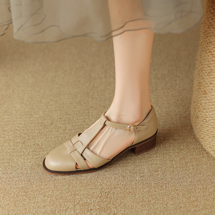 Geraldine | Cutwork Leather T-Bar Heels