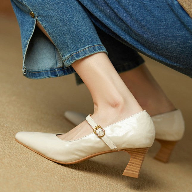 Sole and heel detail of Patrice leather Mary-Jane pumps