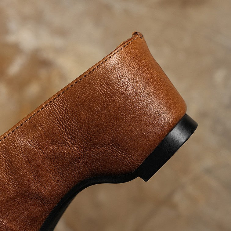 Camille | Square-Toe Leather Heeled Mules