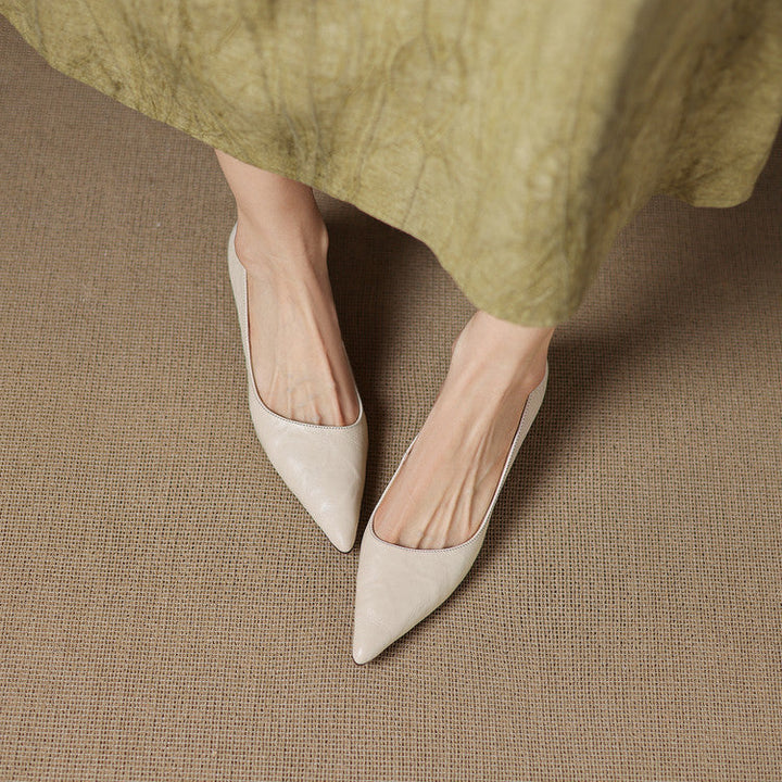 Marion | Pointed Leather Low Pumps
