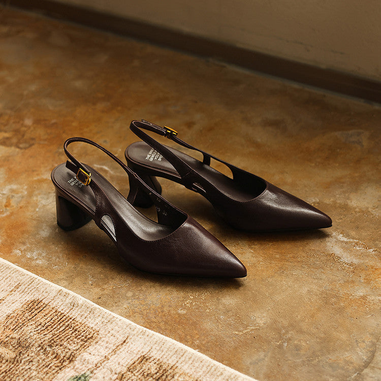 Arlene | Pointed Leather Slingback Heels