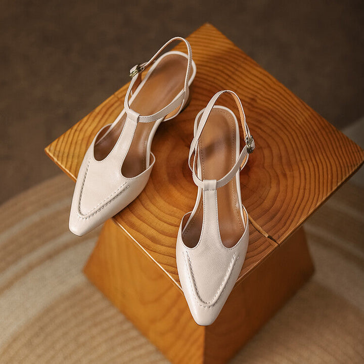 Chestnut Noir Paulette T-strap heels styled for dinner